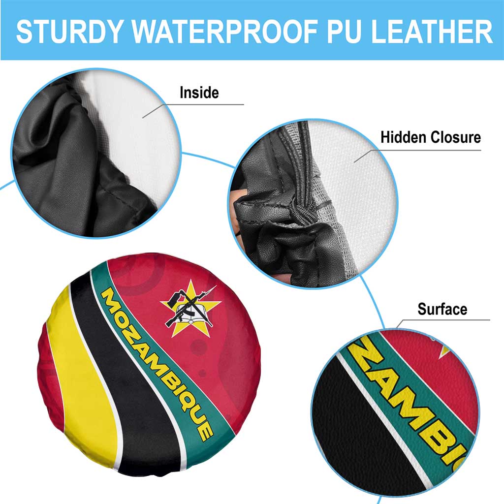 Mozambique Spare Tire Cover with Red Yellow Green Wave Design and National Emblem TS04