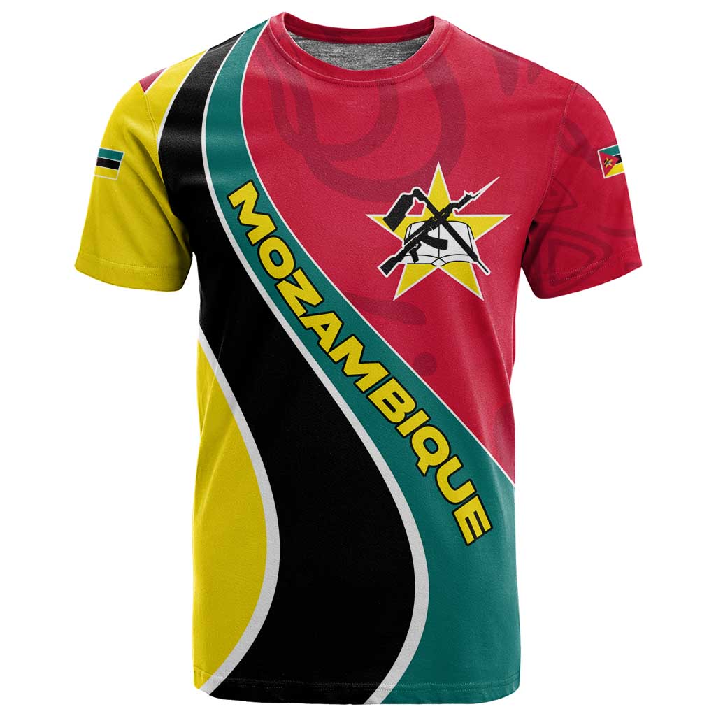 Mozambique T shirt Red Yellow Green Wave Design TS04