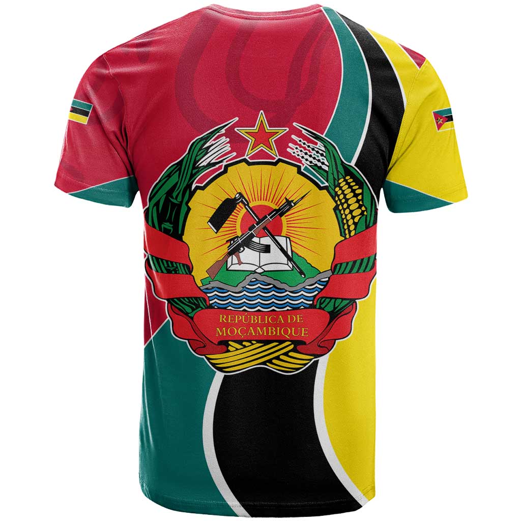 Mozambique T shirt Red Yellow Green Wave Design TS04