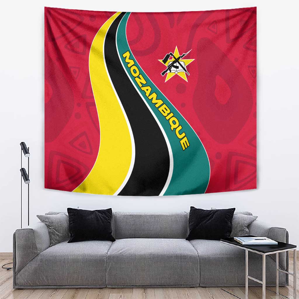 Mozambique Tapestry Red Yellow Green Wave Design TS04