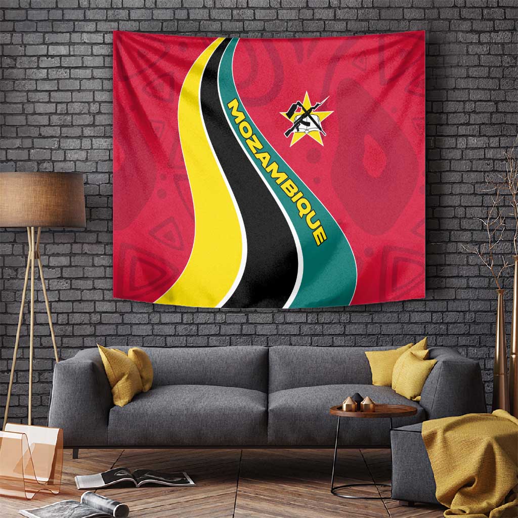 Mozambique Tapestry Red Yellow Green Wave Design TS04