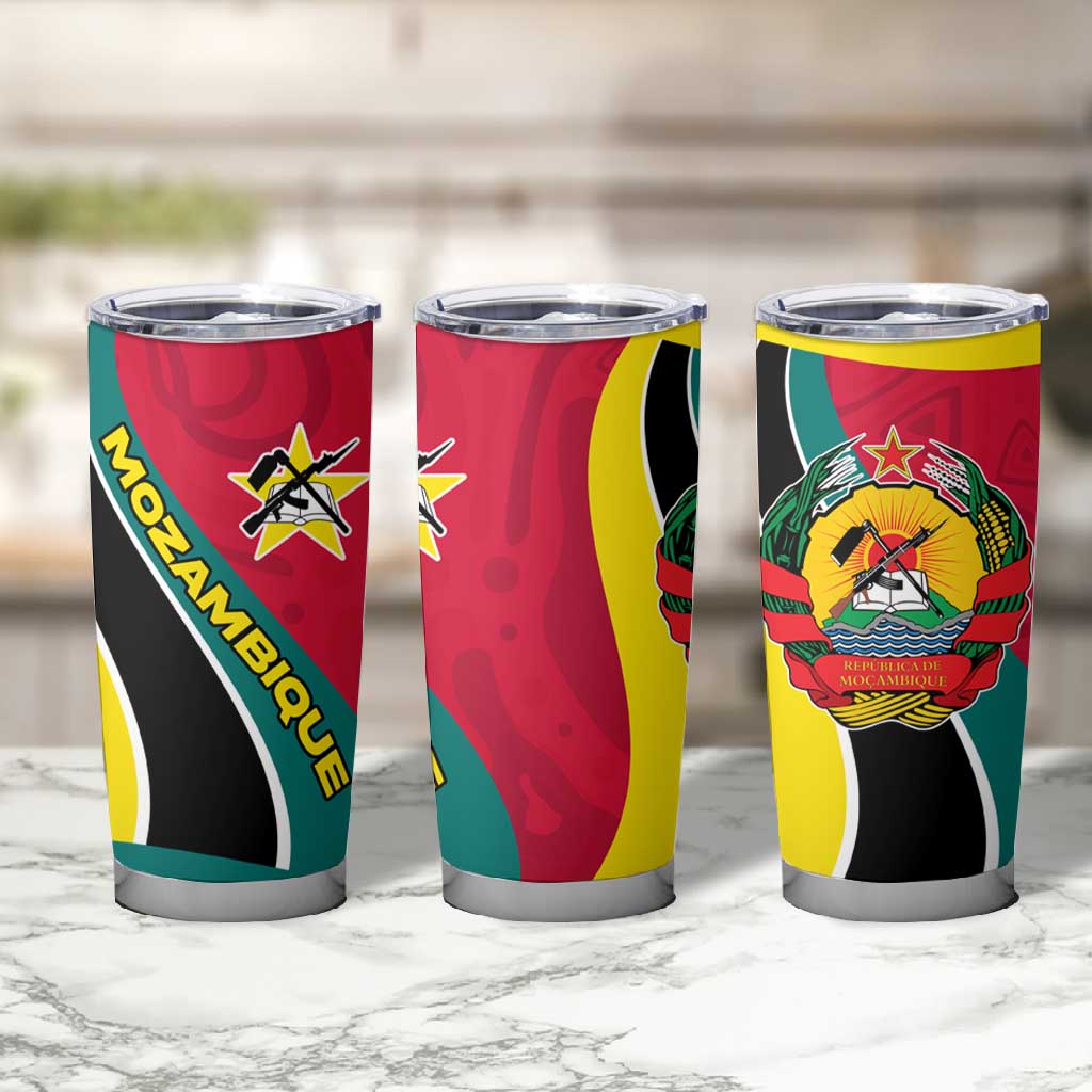 Mozambique Tumbler Cup Red Yellow Green Wave Design TS04
