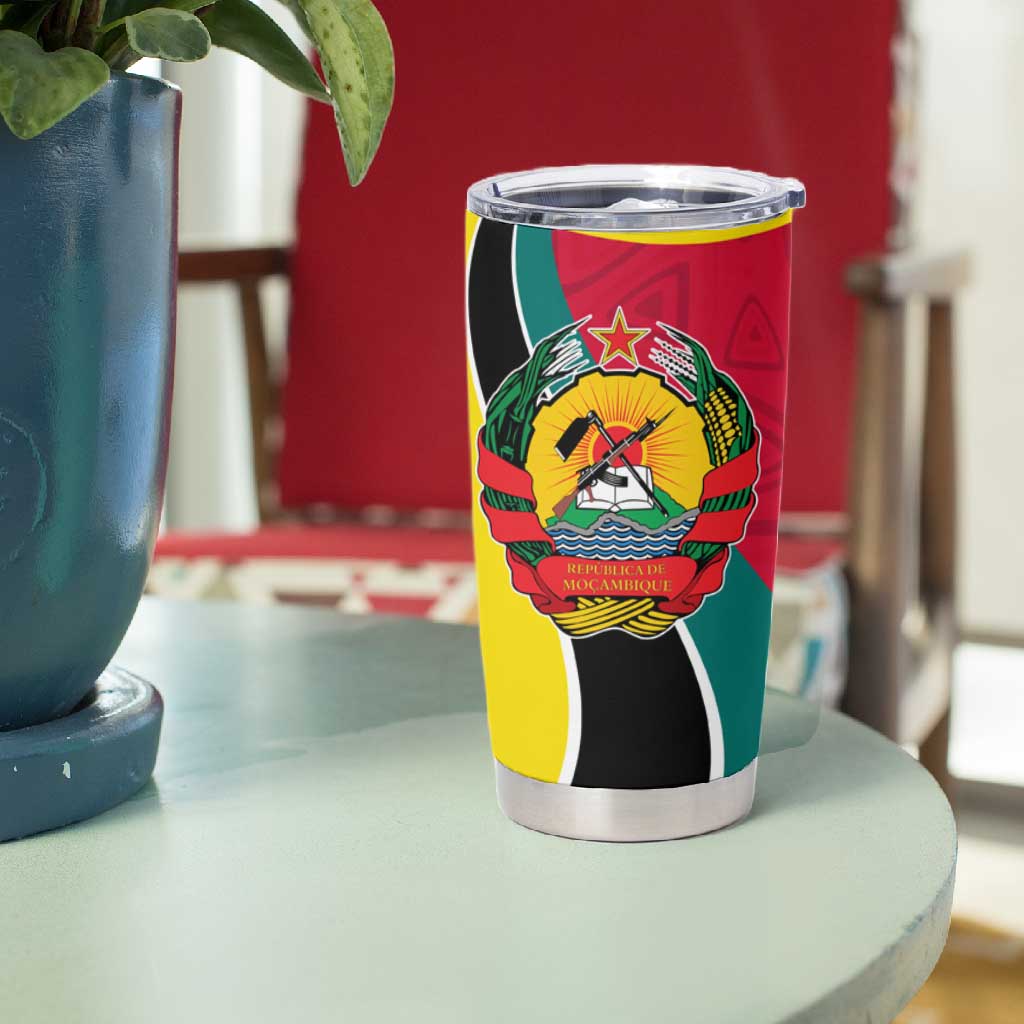 Mozambique Tumbler Cup Red Yellow Green Wave Design TS04