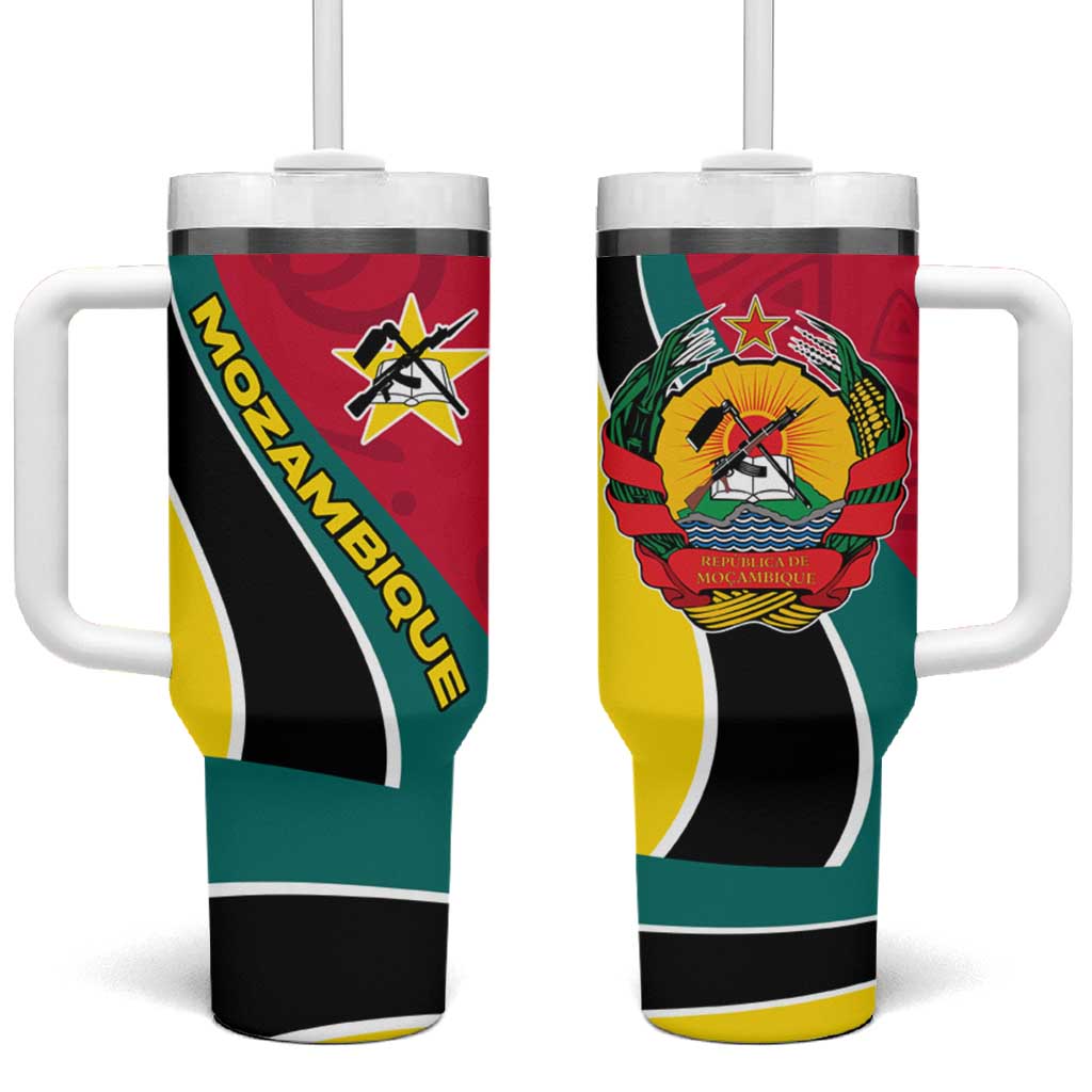 Mozambique Tumbler With Handle Red Yellow Green Wave Design TS04