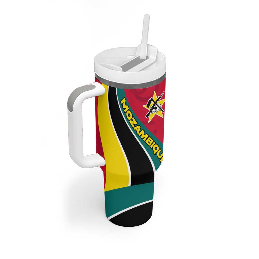 Mozambique Tumbler With Handle Red Yellow Green Wave Design TS04