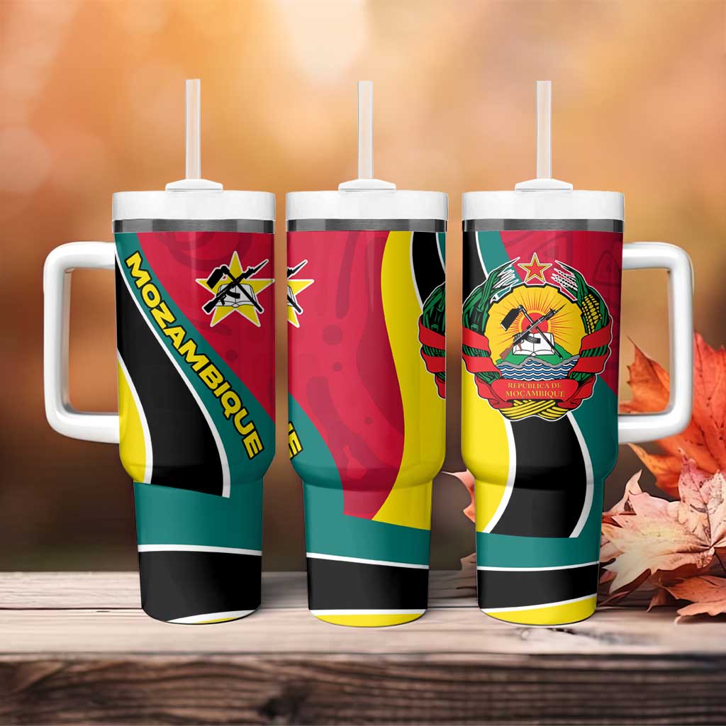 Mozambique Tumbler With Handle Red Yellow Green Wave Design TS04