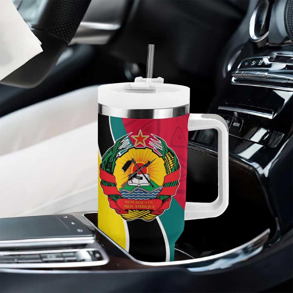 Mozambique Tumbler With Handle Red Yellow Green Wave Design TS04