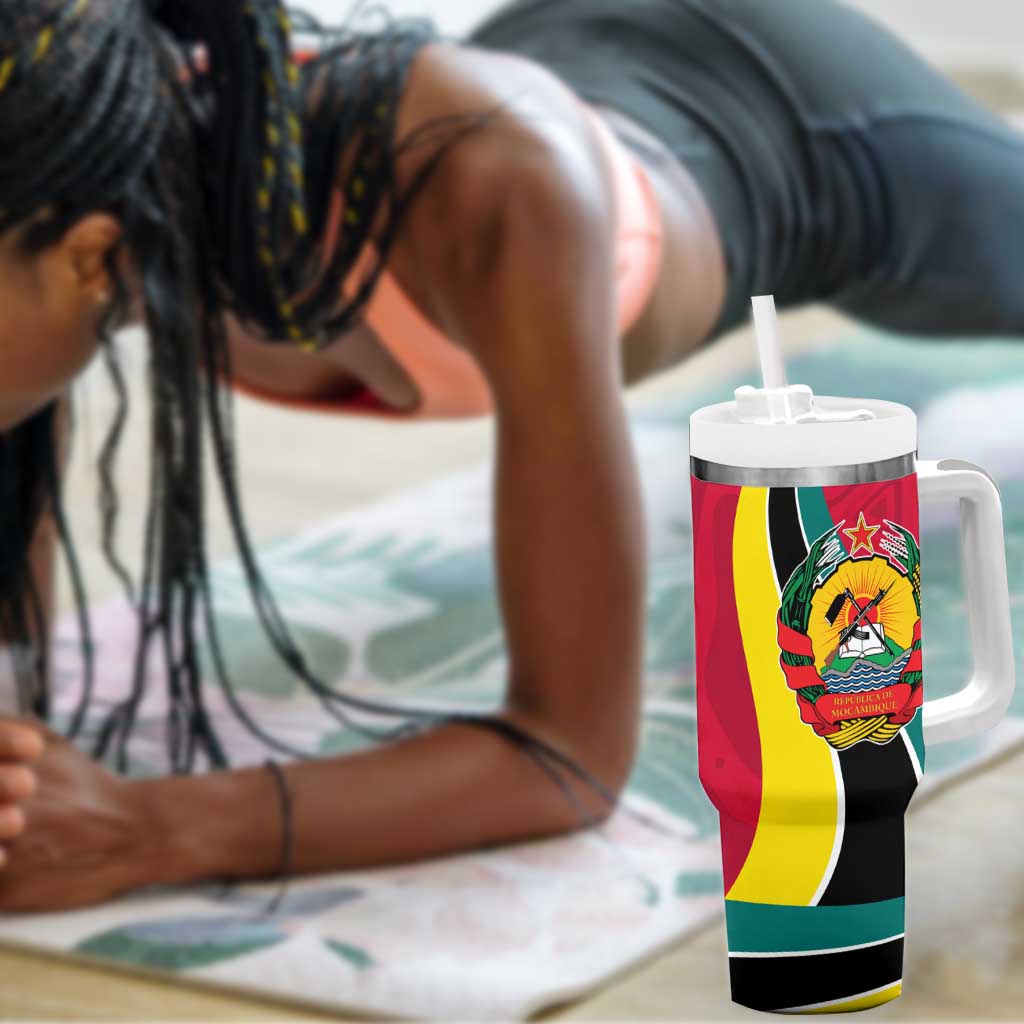 Mozambique Tumbler With Handle Red Yellow Green Wave Design TS04