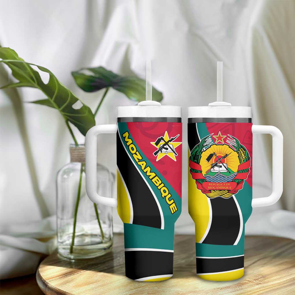 Mozambique Tumbler With Handle Red Yellow Green Wave Design TS04