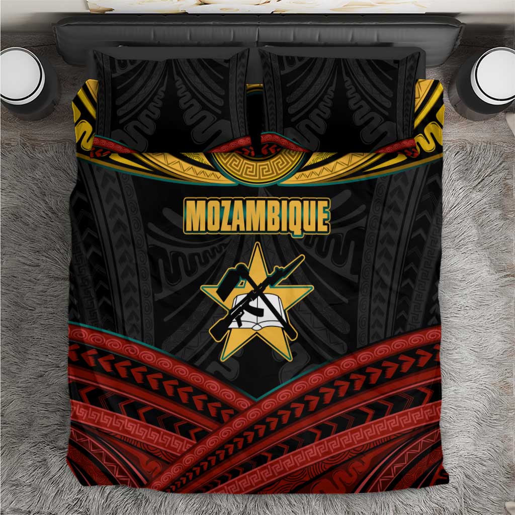 Mozambique Bedding Set Black Red Tribal Design Map TS04