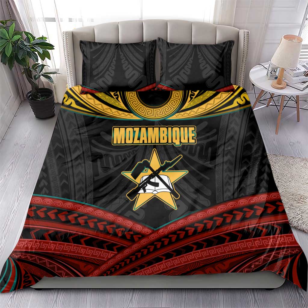 Mozambique Bedding Set Black Red Tribal Design Map TS04