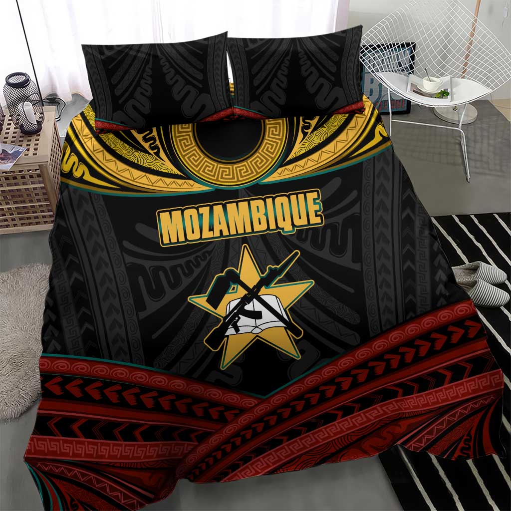 Mozambique Bedding Set Black Red Tribal Design Map TS04