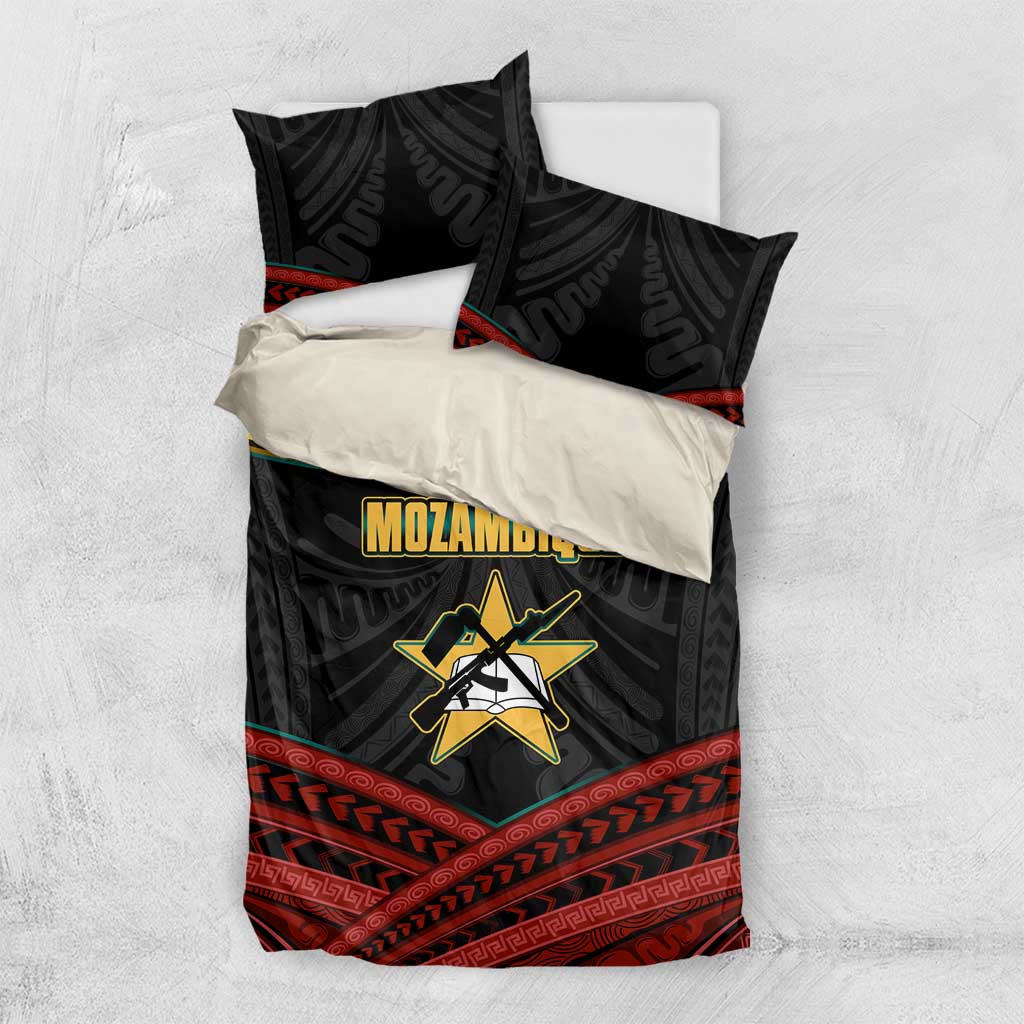 Mozambique Bedding Set Black Red Tribal Design Map TS04
