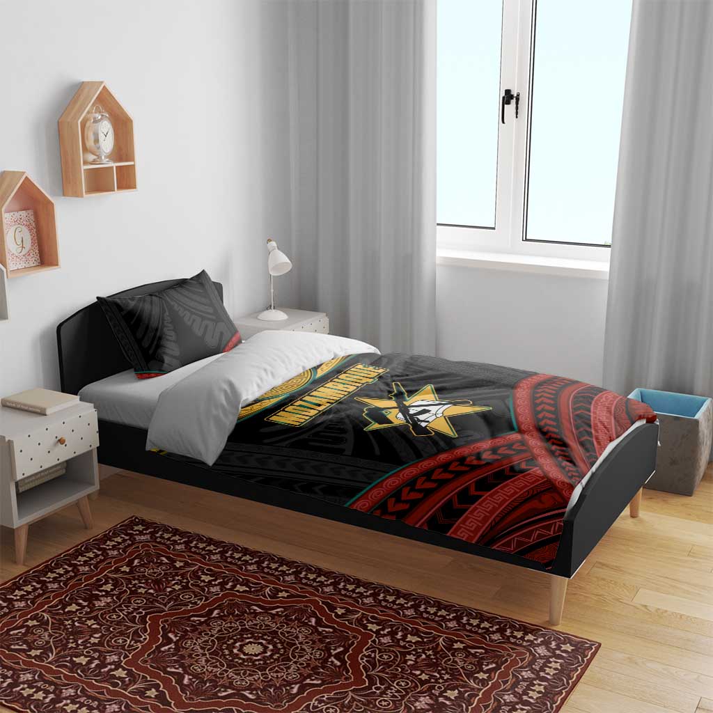 Mozambique Bedding Set Black Red Tribal Design Map TS04