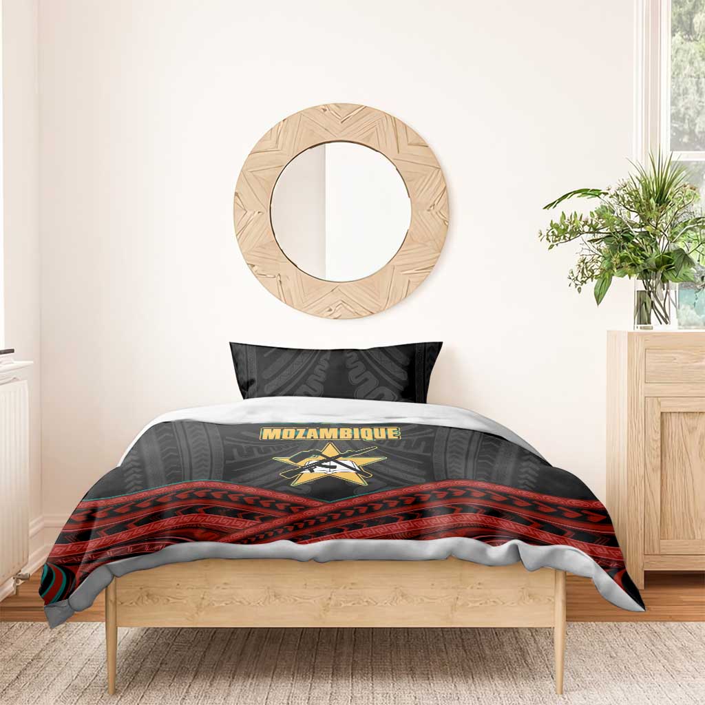 Mozambique Bedding Set Black Red Tribal Design Map TS04