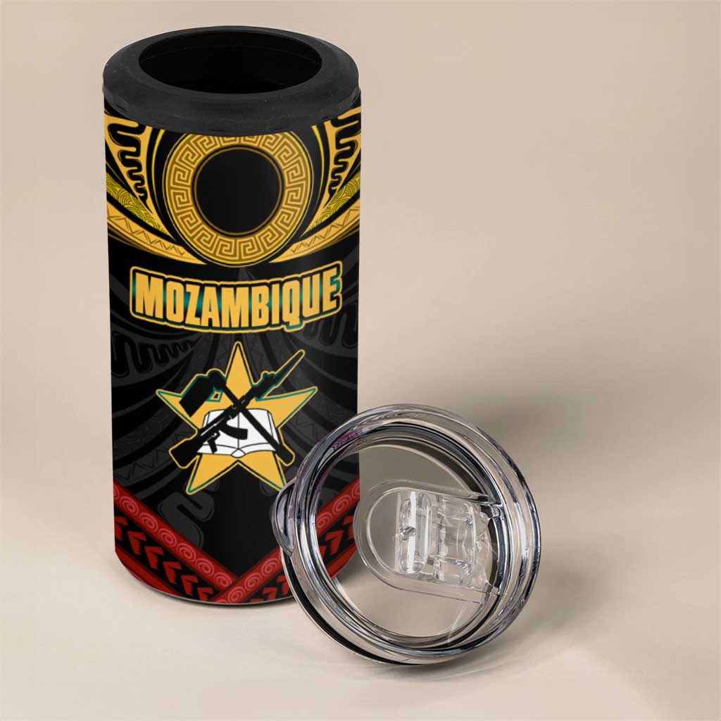 Mozambique 4 in 1 Can Cooler Tumbler Black Red Tribal Design Map TS04
