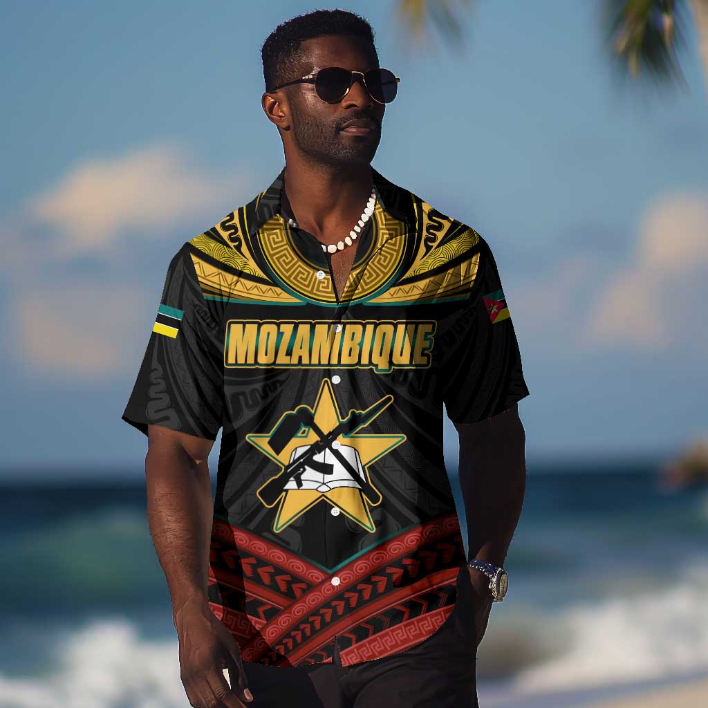 Mozambique Hawaiian Shirt Black Red Tribal Design Map TS04