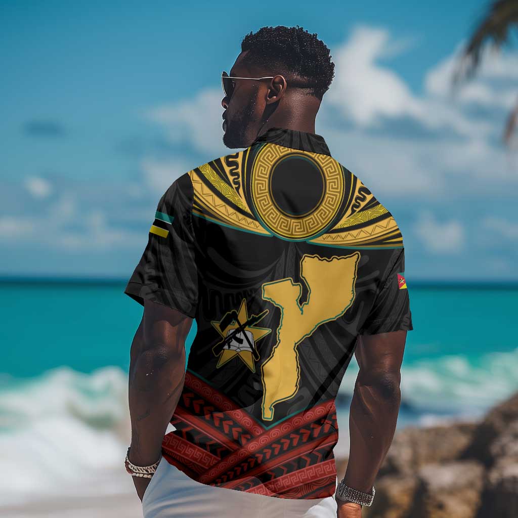 Mozambique Hawaiian Shirt Black Red Tribal Design Map TS04