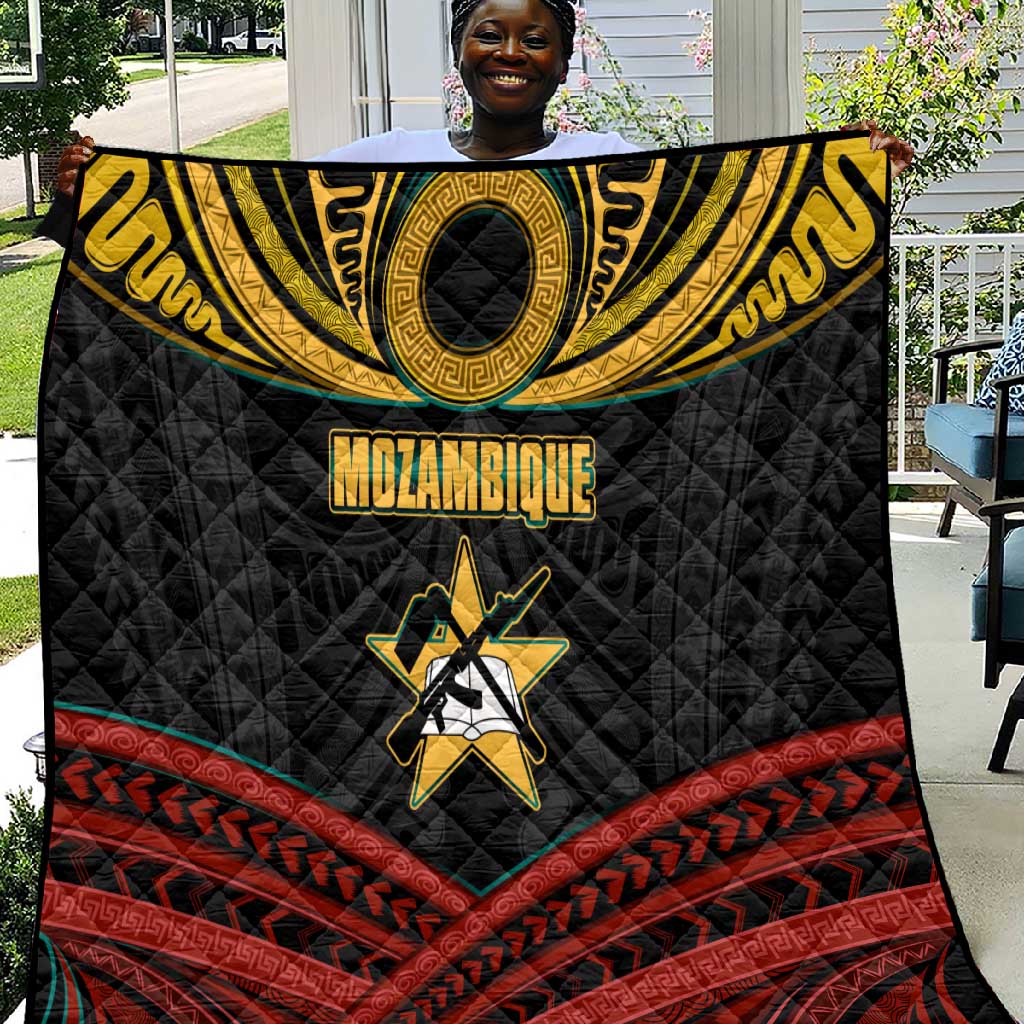 Mozambique Quilt Black Red Tribal Design Map TS04