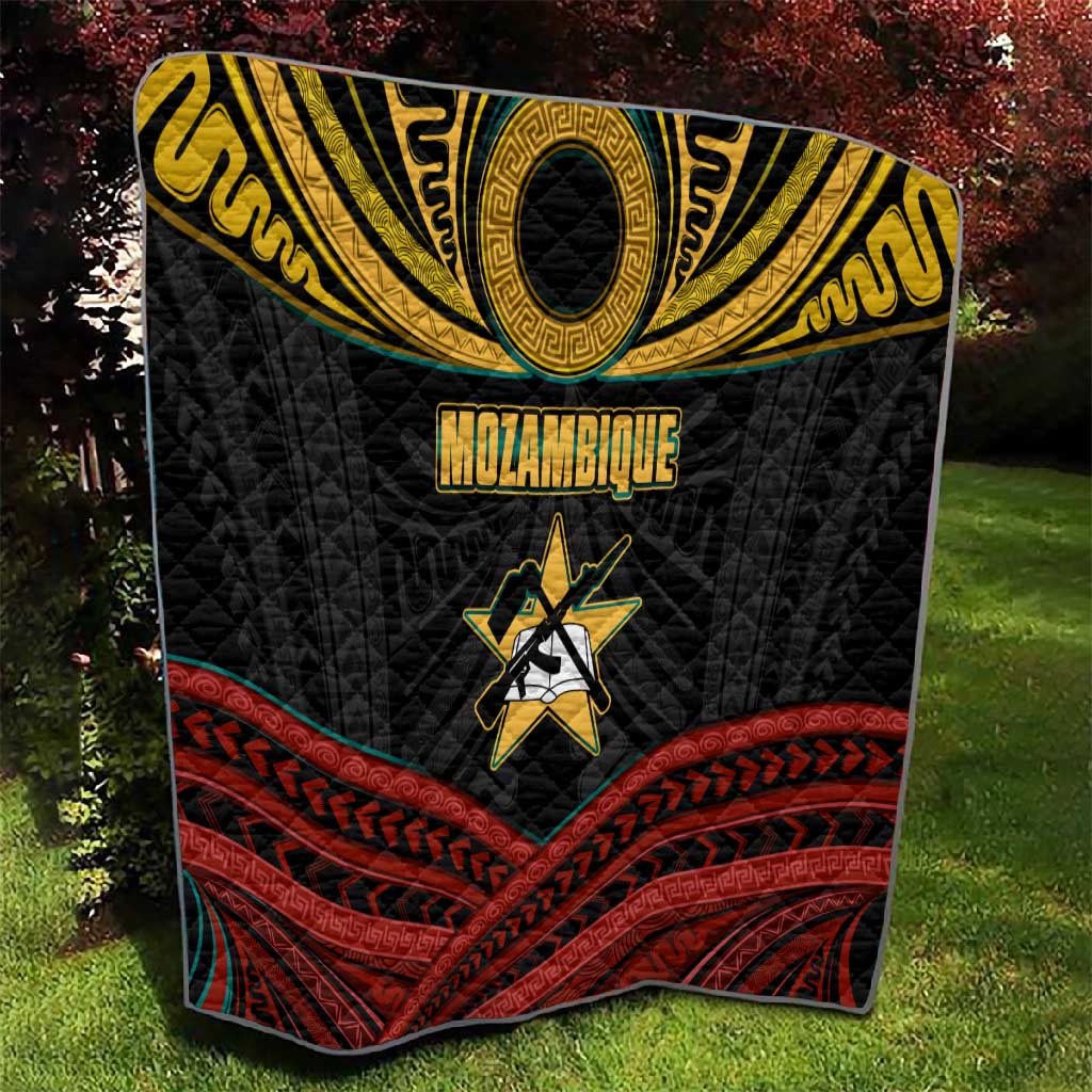 Mozambique Quilt Black Red Tribal Design Map TS04