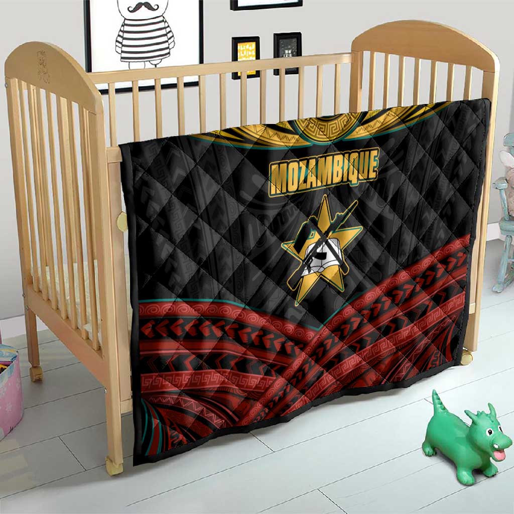 Mozambique Quilt Black Red Tribal Design Map TS04