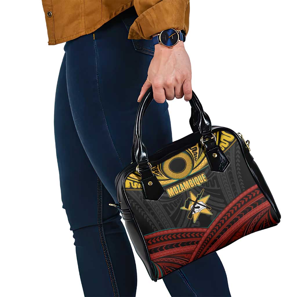 Mozambique Shoulder Handbag with Black Red Tribal Design and National Map Pattern TS04
