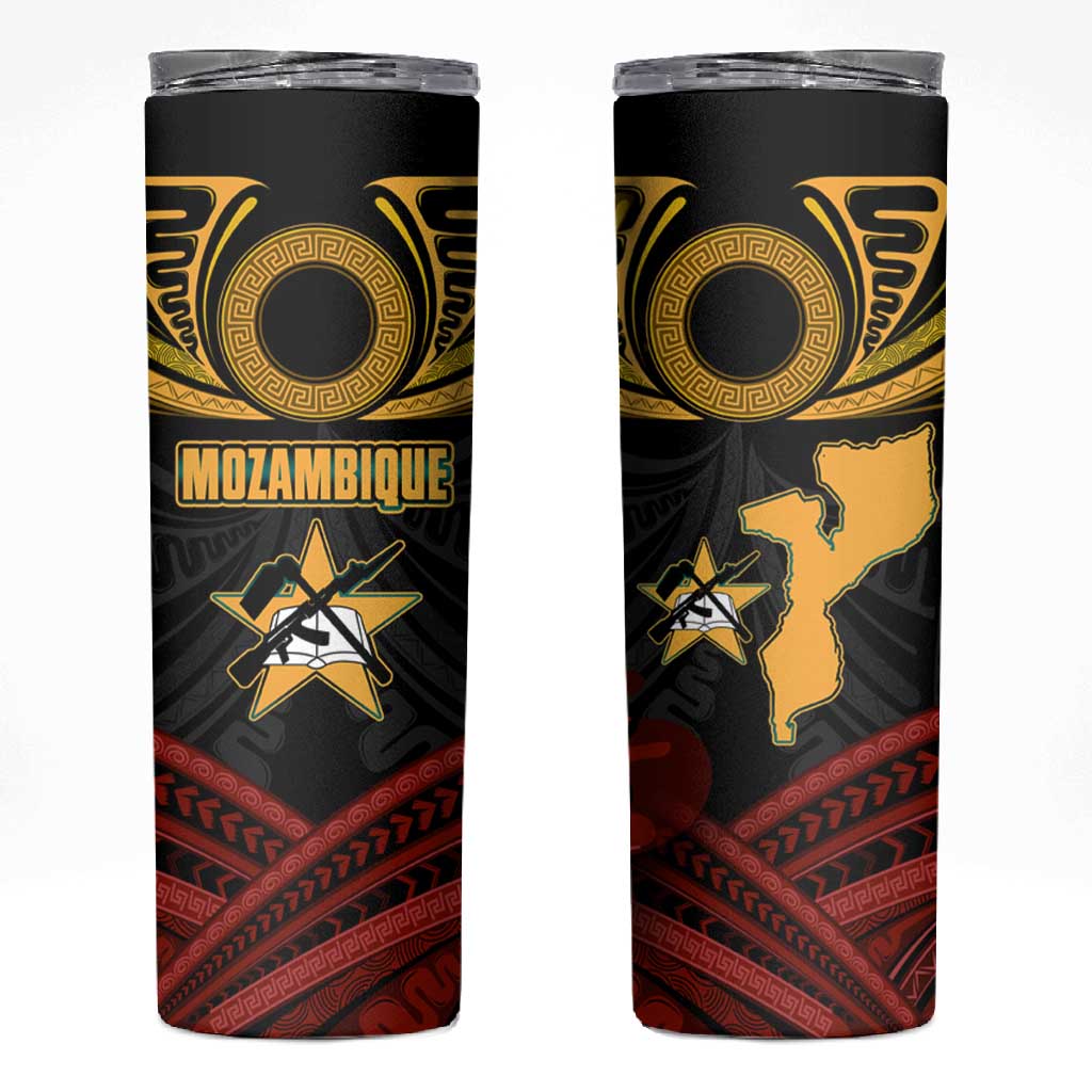 Mozambique Skinny Tumbler Black Red Tribal Design Map TS04