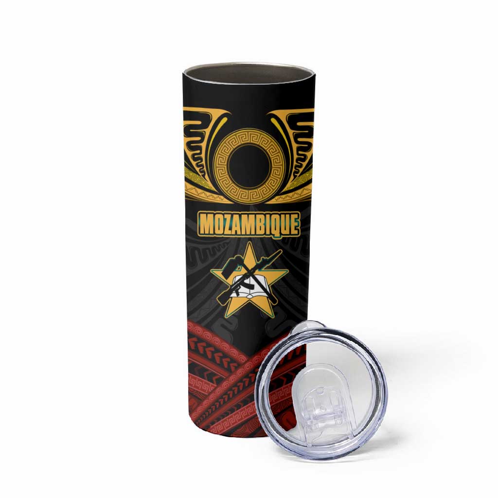 Mozambique Skinny Tumbler Black Red Tribal Design Map TS04