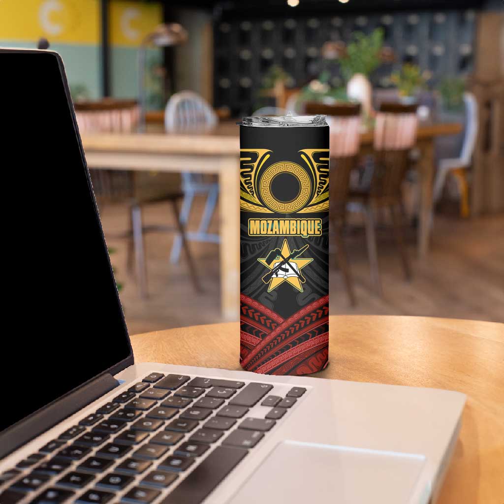 Mozambique Skinny Tumbler Black Red Tribal Design Map TS04