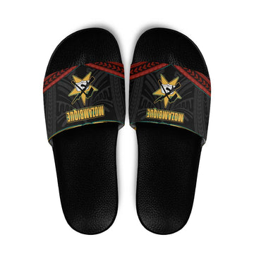 Mozambique Slide Sandals with Black Red Tribal Design and National Map Pattern TS04