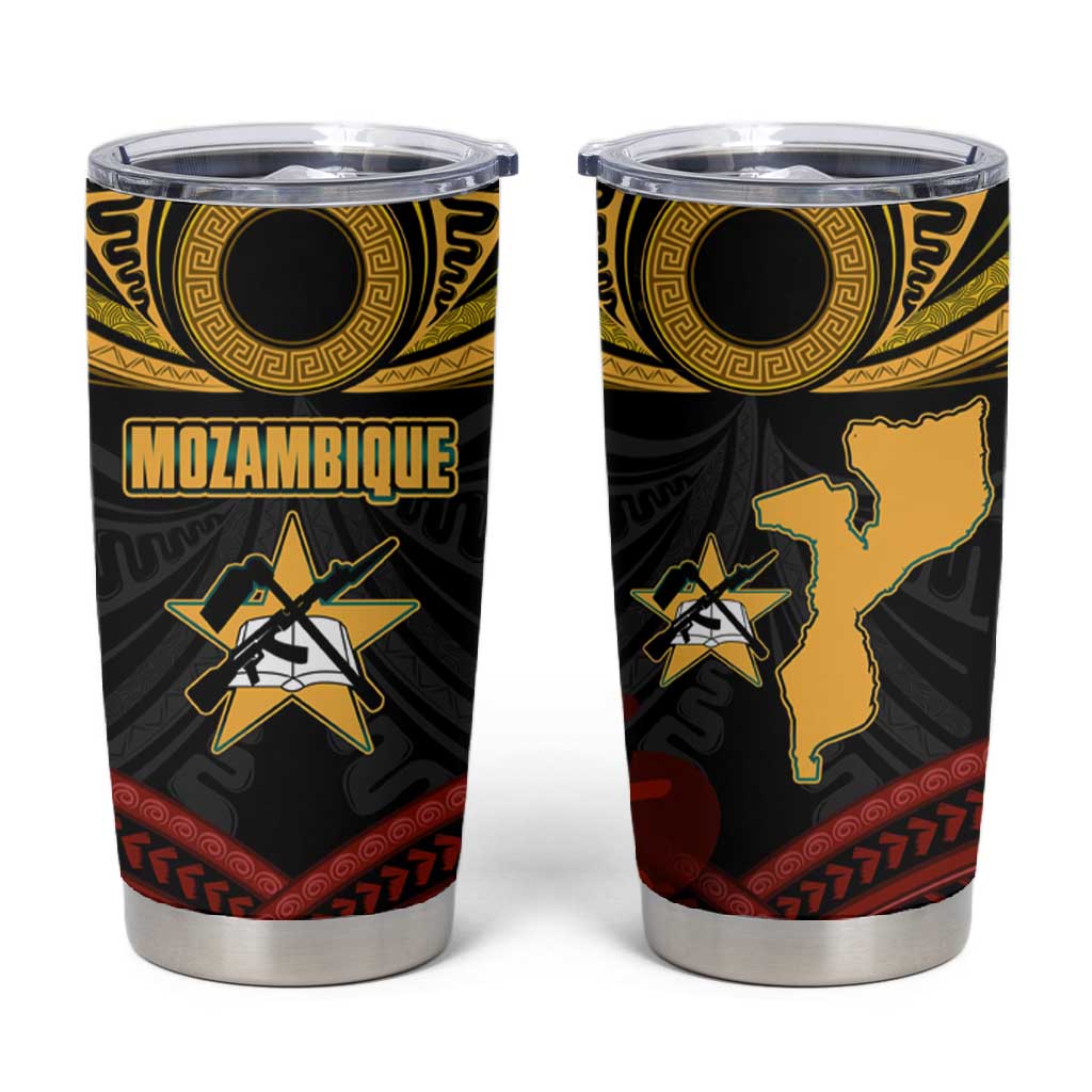 Mozambique Tumbler Cup Black Red Tribal Design Map TS04
