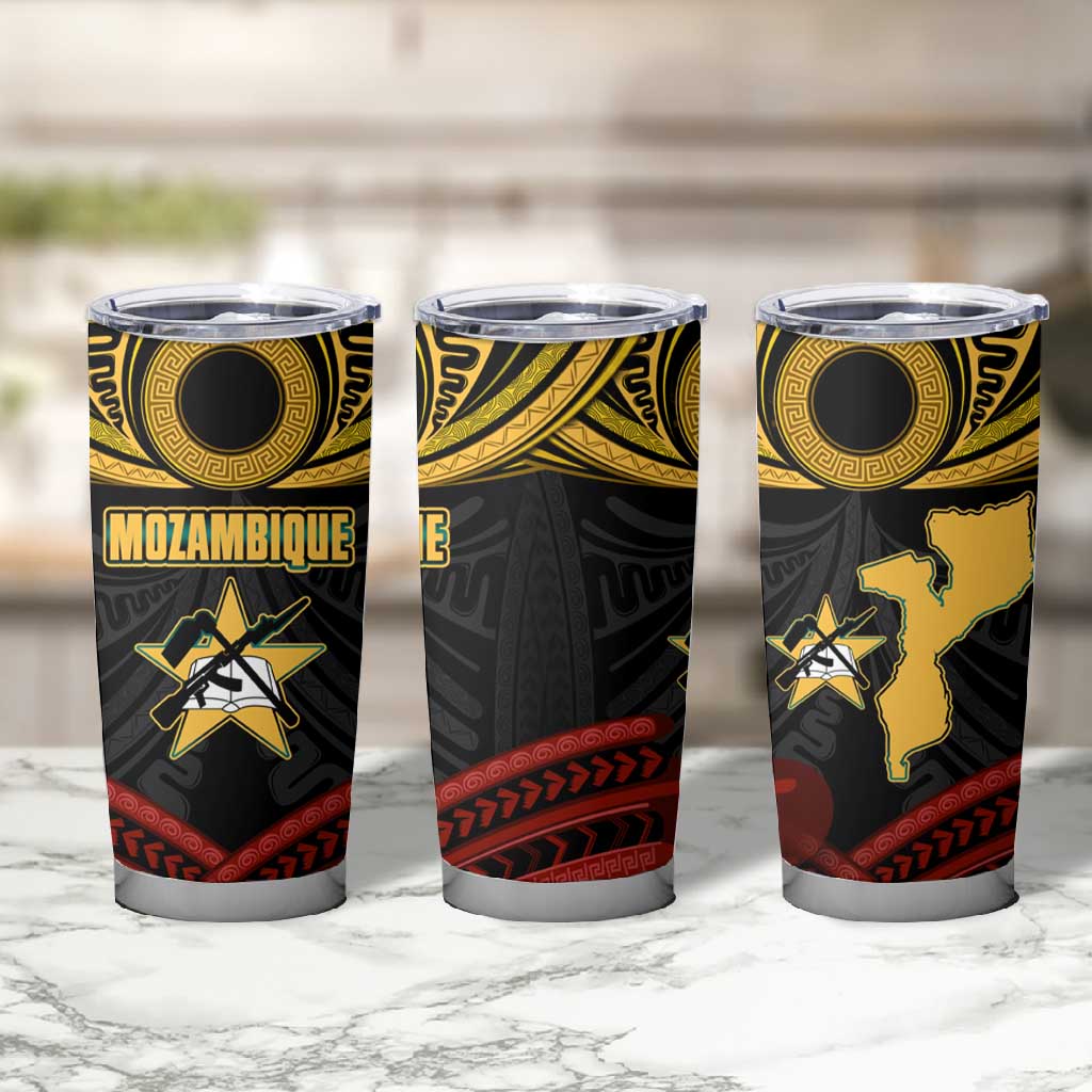 Mozambique Tumbler Cup Black Red Tribal Design Map TS04
