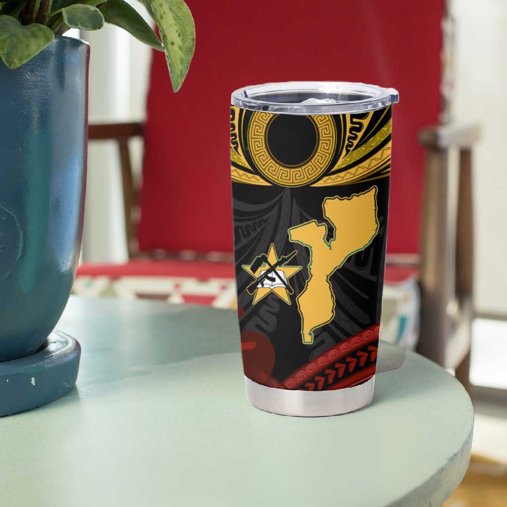 Mozambique Tumbler Cup Black Red Tribal Design Map TS04