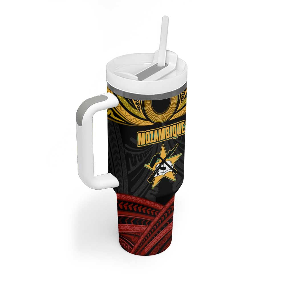 Mozambique Tumbler With Handle Black Red Tribal Design Map TS04