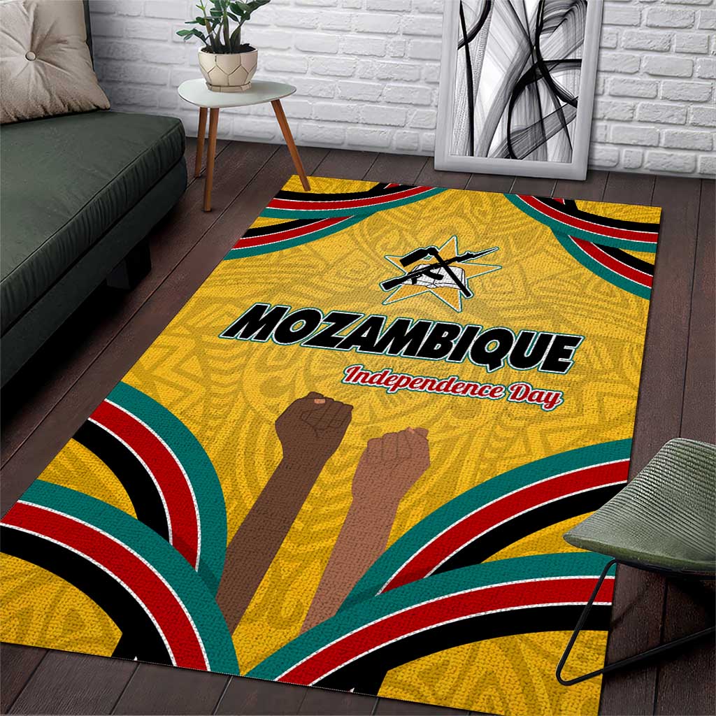 Mozambique Area Rug Yellow Red Green Swirl Independence Day TS04
