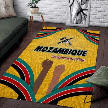 Mozambique Area Rug Yellow Red Green Swirl Independence Day TS04