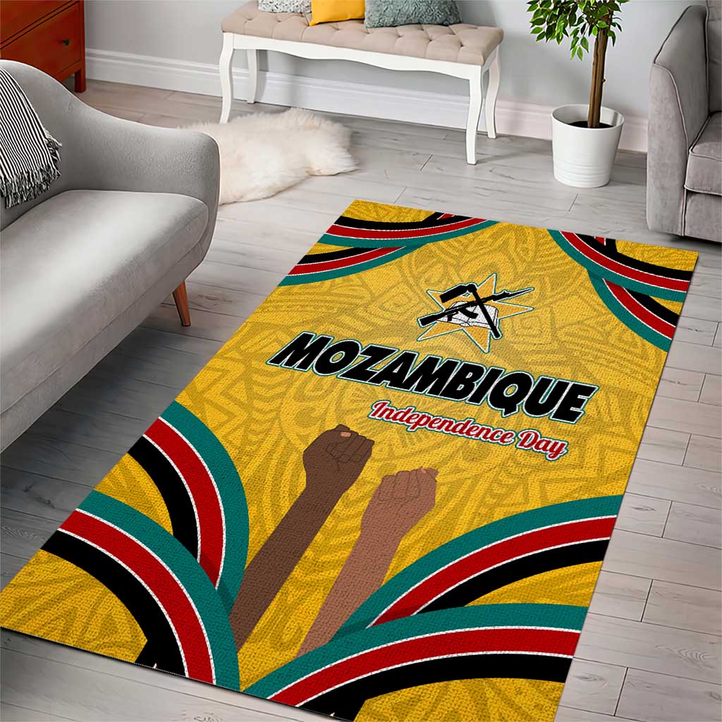 Mozambique Area Rug Yellow Red Green Swirl Independence Day TS04
