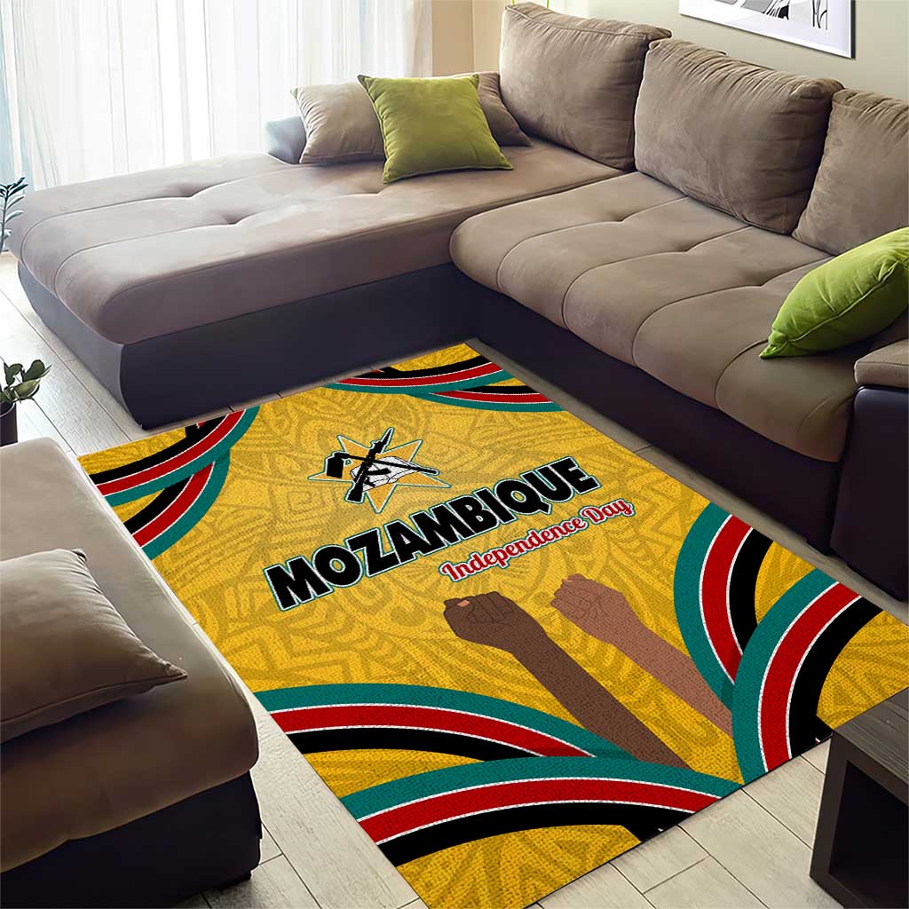 Mozambique Area Rug Yellow Red Green Swirl Independence Day TS04