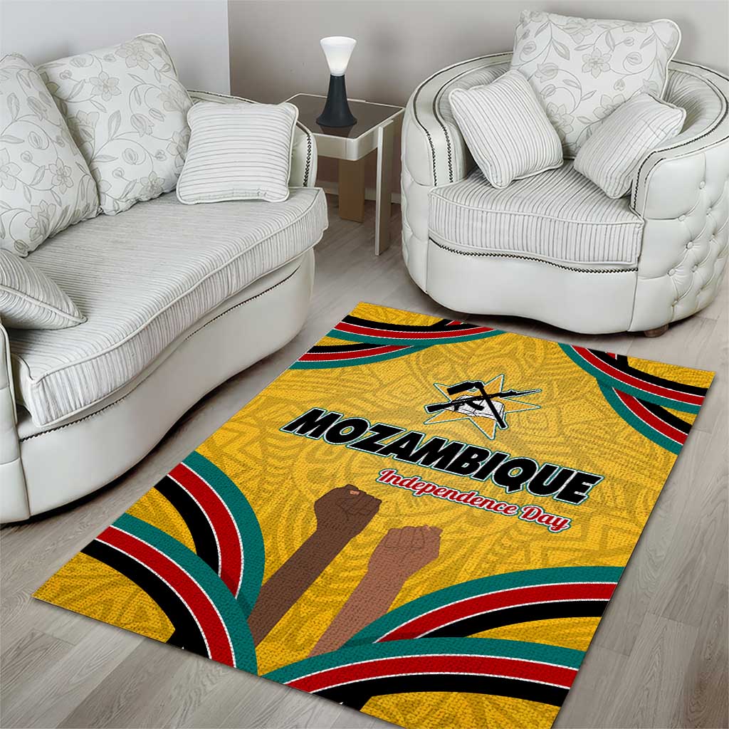 Mozambique Area Rug Yellow Red Green Swirl Independence Day TS04