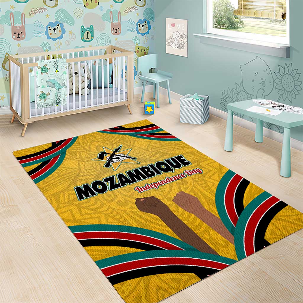Mozambique Area Rug Yellow Red Green Swirl Independence Day TS04