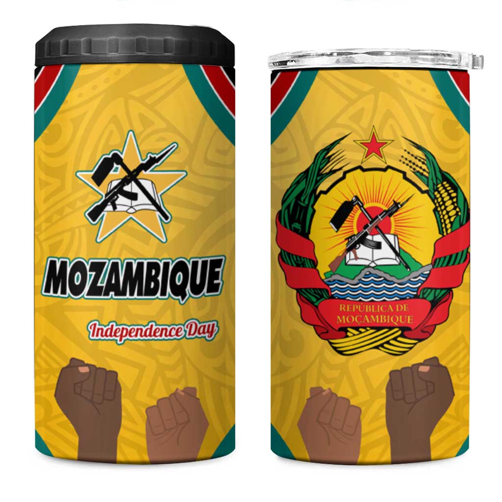 Mozambique 4 in 1 Can Cooler Tumbler Yellow Red Green Swirl Independence Day TS04