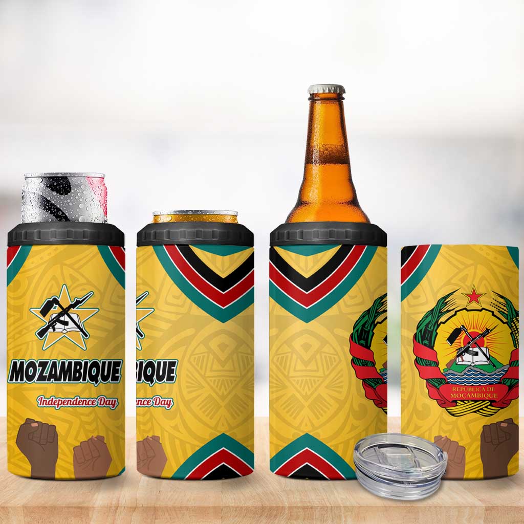 Mozambique 4 in 1 Can Cooler Tumbler Yellow Red Green Swirl Independence Day TS04