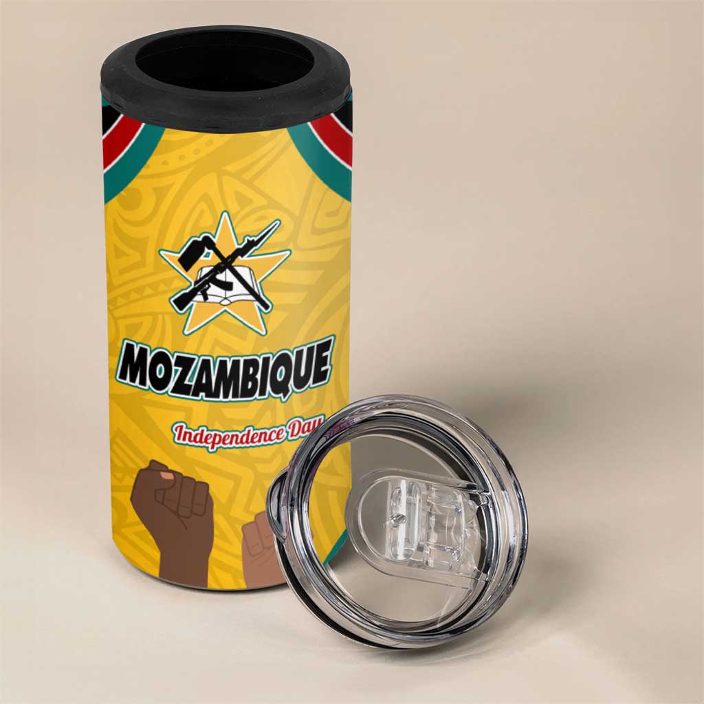 Mozambique 4 in 1 Can Cooler Tumbler Yellow Red Green Swirl Independence Day TS04