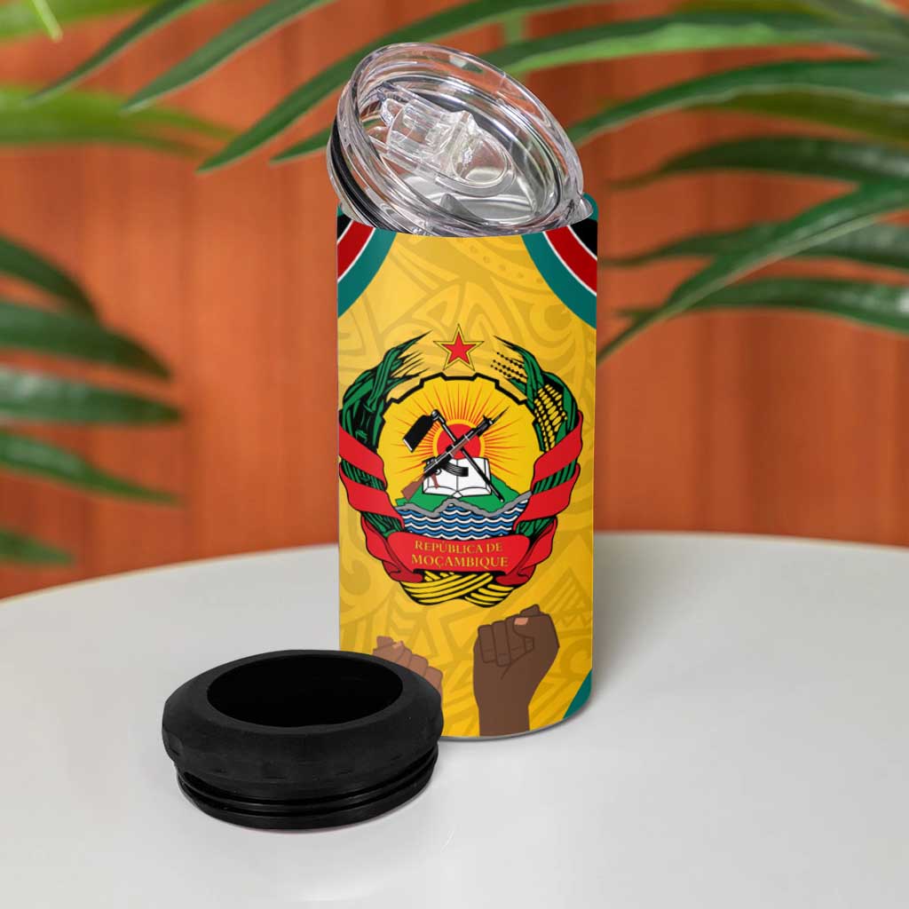 Mozambique 4 in 1 Can Cooler Tumbler Yellow Red Green Swirl Independence Day TS04