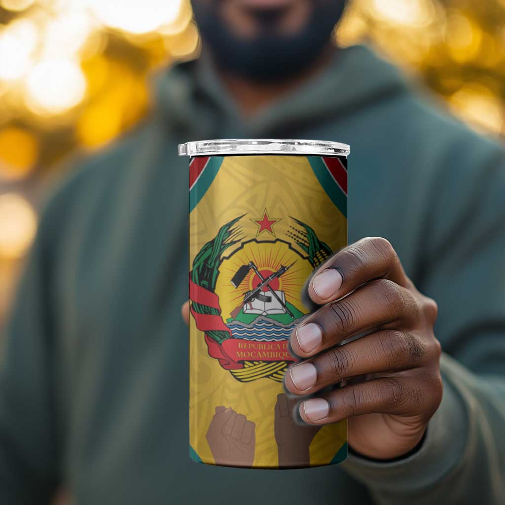 Mozambique 4 in 1 Can Cooler Tumbler Yellow Red Green Swirl Independence Day TS04