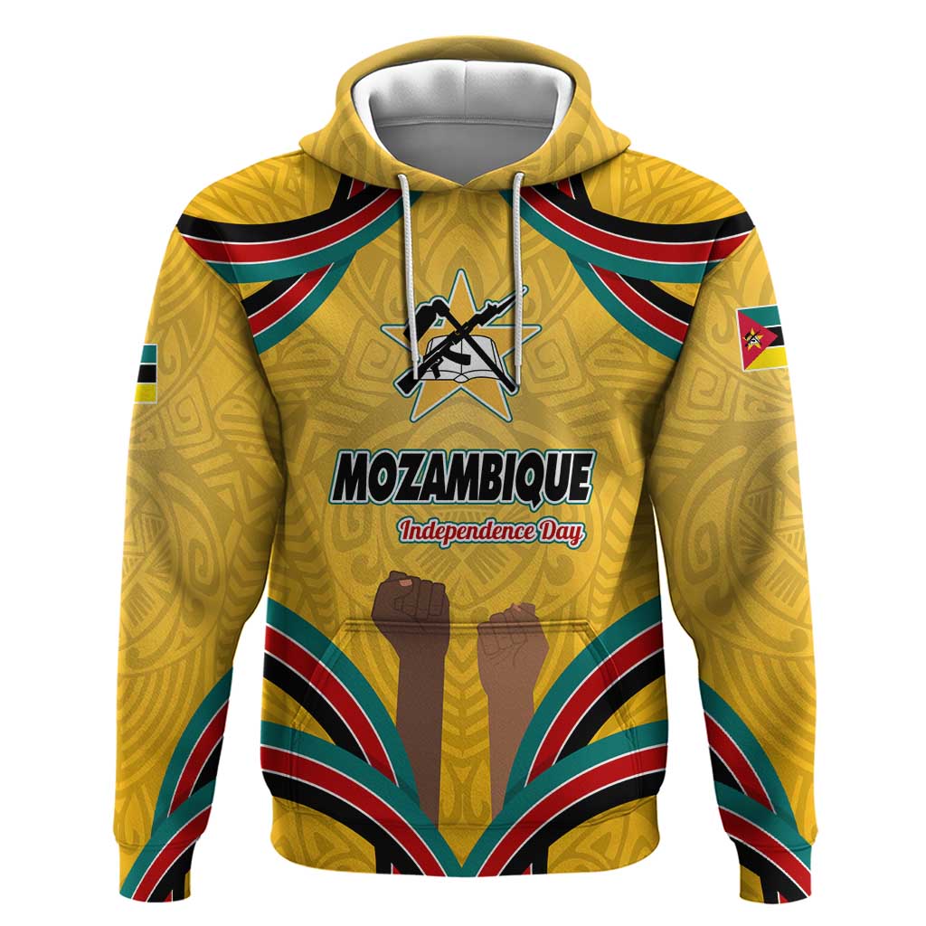 Mozambique Hoodie with Yellow Red Green Swirl Design and Independence Day TS04