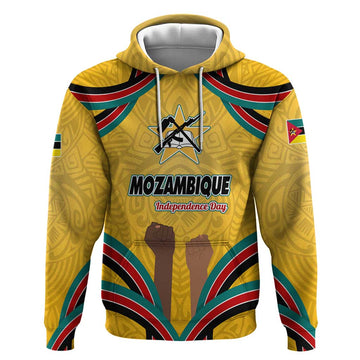 Mozambique Hoodie with Yellow Red Green Swirl Design and Independence Day TS04