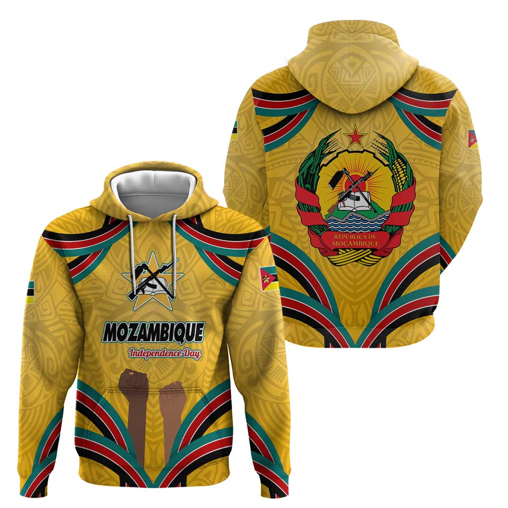 Mozambique Hoodie with Yellow Red Green Swirl Design and Independence Day TS04