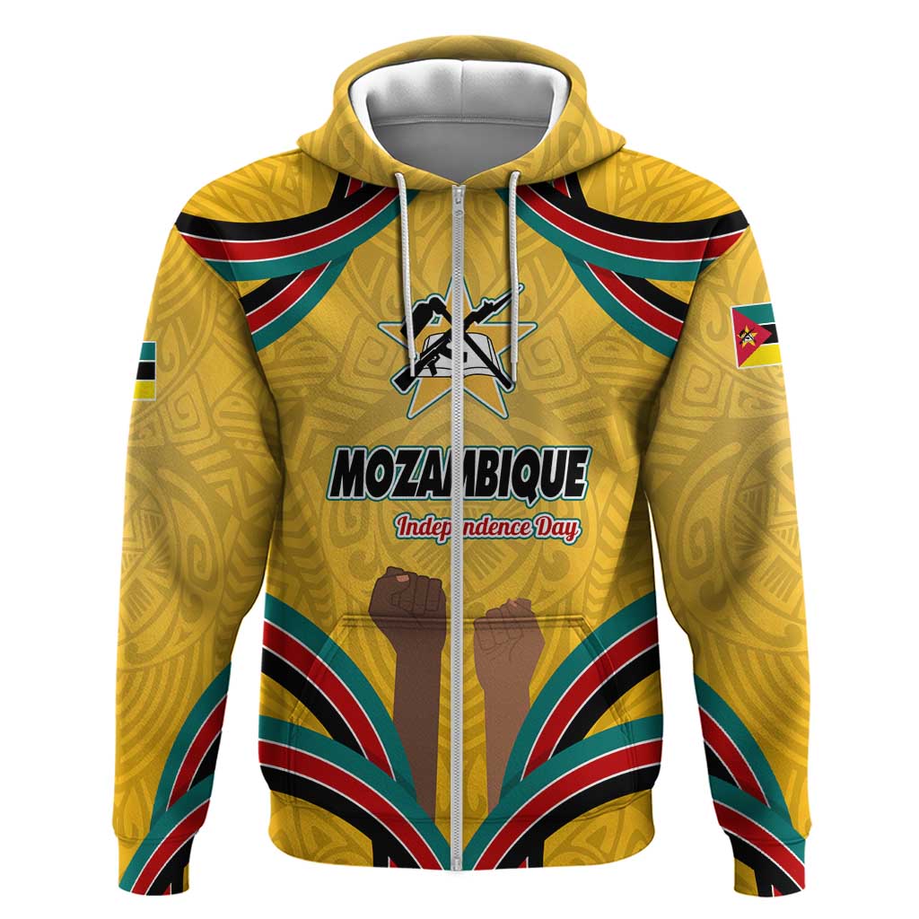 Mozambique Hoodie with Yellow Red Green Swirl Design and Independence Day TS04