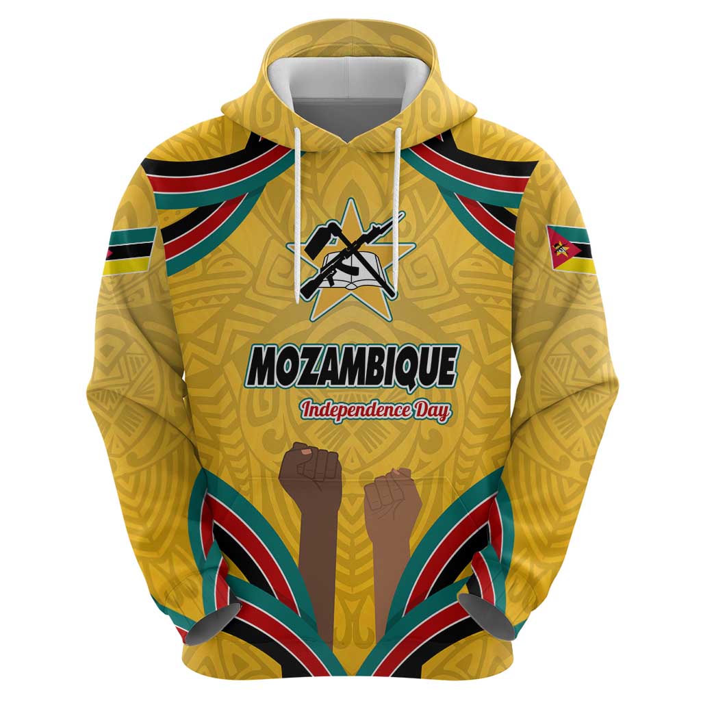 Mozambique Hoodie with Yellow Red Green Swirl Design and Independence Day TS04